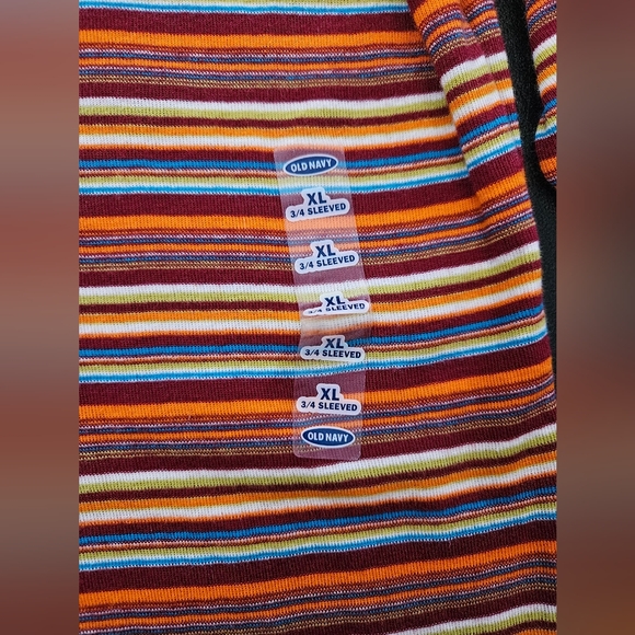 NWOT - Old Navy Cotton Striped 3/4 Sleeve V Neck Jersey - Size XL - Picture 9 of 10